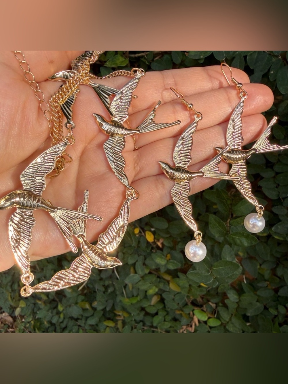 Vintage Unique Golden Swallow Necklace, Niche Design Fashion Clavicle SET - Picture 5 of 7